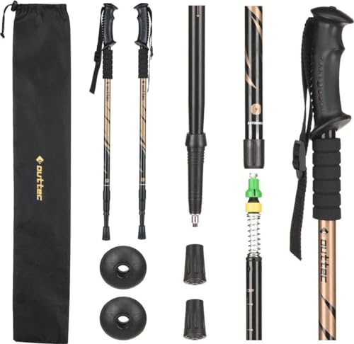 Outtec Wanderstöcke, Nordic Walking Stöcke Damen und Herren, Teleskop, Hiking und Trekkingstöcke, 65-135cm Verstellbar