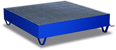 Auffangwanne mit Gitterrost für 4 Fässer a 200 Ltr RAL5010 Enzianblau Fasswanne