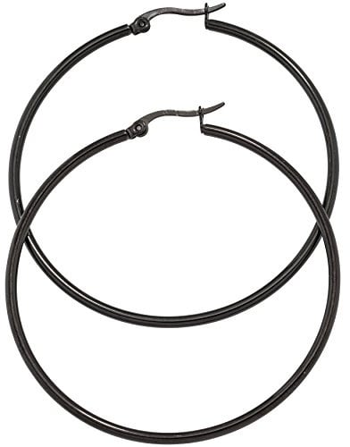 Jobo Damen-Creolen groß aus Edelstahl schwarz beschichtet Durchmesser 54 mm