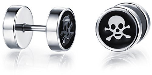 Feilok Edelstahl Herren Ohrstecker, Punk Rock Stil Totenkopf Schädel, Ohrringe Ohrschmuck, 2 Stück