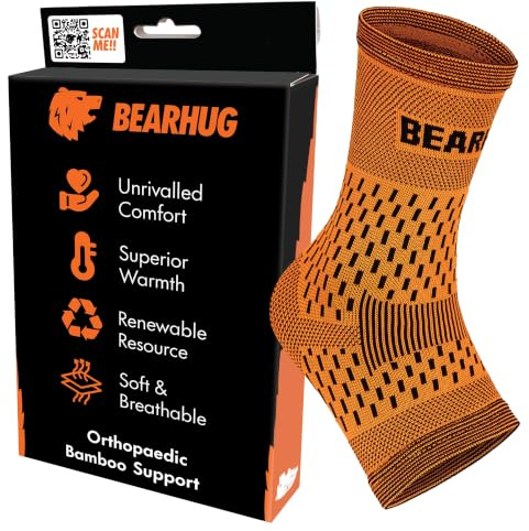Bearhug Bamboo Ankle Support for Women and Men - Ankle Brace may aid Sprains, Achilles Tendonitis and Arthritis Pain Relief, Ankle Support for Ligament Damage - Sports and Running Accessories, XXL