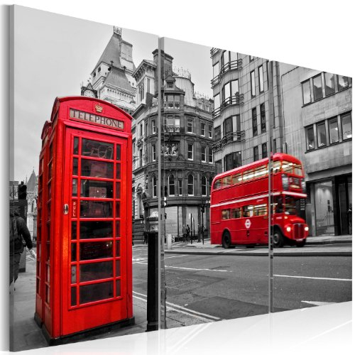 B&D XXL - Wandbilder XXL London 90x60 cm Vlies Leinwandbild 3 Teilig Kunstdruck modern Wandbilder XXL Wanddekoration Design Wand Bild - Großbritannien Stadt Land 030217-1
