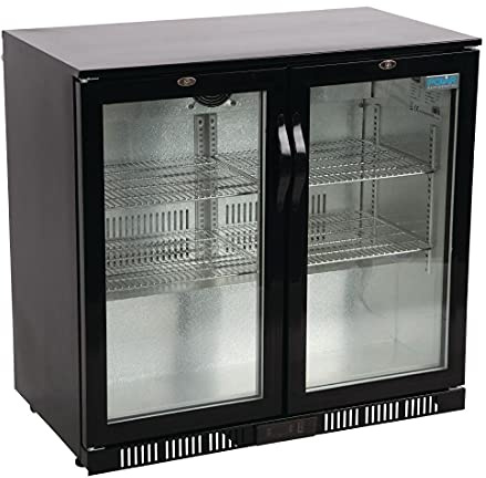 Polar G-Series Hinged Door Back Bar Cooler GL012, 198L, Black, 198 Litre | Four adjustable shelves optimize storage space while the 2°C to 8°C temperature range ensures reliable commercial use.