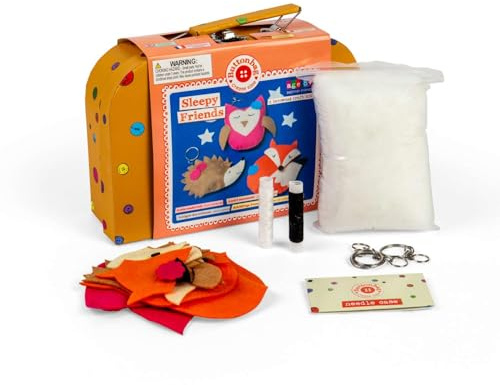 Buttonbag Sleepy Friends Keyrings Sewing Craft Kit Learn to Sew - Kids Crafts kit - Suitable for All Levels with Simple Patterns and Full Instructions - Childrens Craft Kit with Gift Suitcase