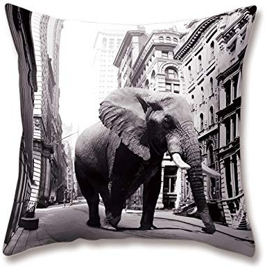 Hengjiang Soft Plüsch Animal Kissen Cute Cartoon Creative Elefant Druck 18 x 18/45 x 45 cm Überwurf Weich Plüsch Kissen für Home Sofa Bett Deko, Polyester, 13, 45 cm*45 cm