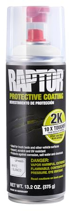 Raptor 2K Bedliner Aerosol, Protective Coating, Spray-On Truck Bed Liner, Impact, Scratch & UV Resistant, White, 13.2 OZ