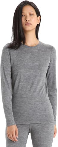 Icebreaker Merino Oasis 200 Damen-T-Shirt, langärmelig, Thermo-Kaltwetter, Unterschicht, Rundhalsausschnitt, Größe M, Gritstone Heather