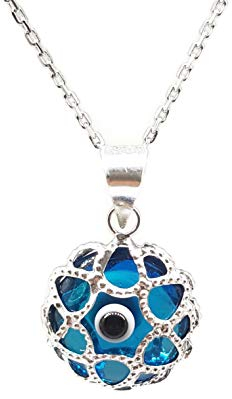 Mystic Jewels By Dalia Halskette mit filigranem Nazar-Amulett, Glas und 925er-Sterlingsilber, für Damen und Herren