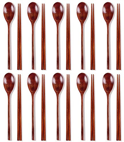 Ecloud Shop 10 Paar Holz Essstäbchen Sets Koreanische Geschirr Kombinationen