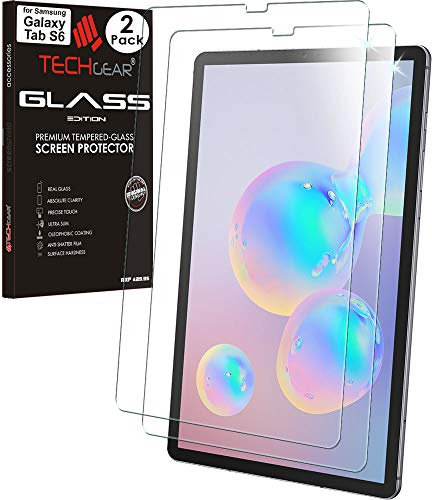 TECHGEAR [2 Pack Galaxy Tab S6 10.5 GLASS Edition (SM-T860 / SM-T865), Tempered Glass Screen Protector [9H Toughness] [HD Clarity] [Scratch-Resistant] [No-Bubble] For Samsung Galaxy Tab S6 10.5