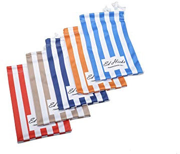 Ed Hicks Stylish Striped Soft Glasses Case for Men and Women, Sunglasses Case and Storage Pouch for Earphones, Cables, Coins etc — Mini Beach Bag — Premium Microfibre — 5 Pack of Multi Colours