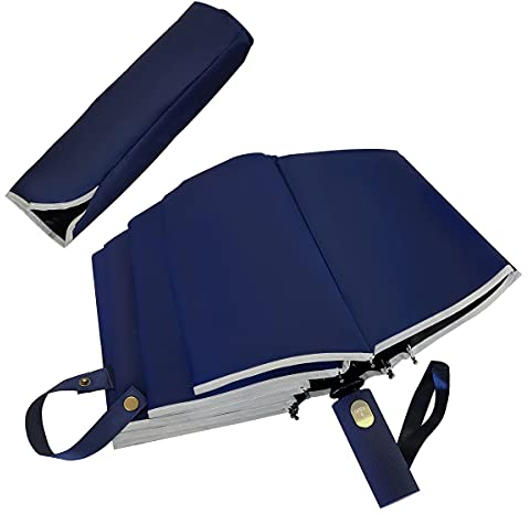Kingmate Sturmfester Regenschirm mit Automatik–Tragbarer Taschenschirm, 10 Rippen, 104 cm, Leicht und Wasserabweisend, Ideal für Damen und Herren, Faltbar und Kompakt für Reisen-Blau