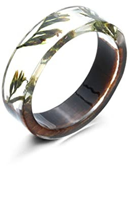 YQHWLKJ Harz Ring Getrocknete Blumen Pflanzen Innen Schmuck Transparenter Ring für Frauen Geschenk-7,LV