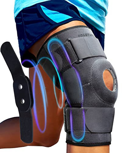 Sparthos Rodillera con bisagras, alivia ACL, MCL, desgarro de menisco, artritis, dolor de tendón, diseño de rótula abierta con estabilizadores laterales de metal duales, soporte para correr, para