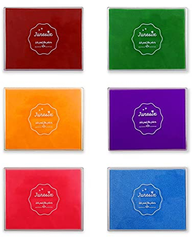 6 Colors Large Scrapbooking Ink Pads, Washable Craft Stamp Pads for Drawing Learning Education, Colorful DIY Finger Ink Pads for Rubber Stamps, Wood Fabric, Card Making (Style 1)