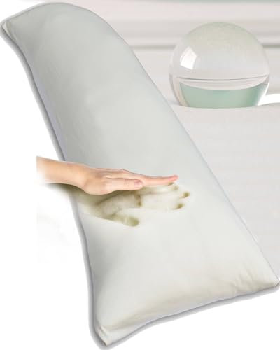 Traumreiter Seitenschläferkissen mit Bezug Baumwolle, Memory Foam Kissen Visco Gel Professional für Seitenschläfer, ca. 140x40 langes Lagerungskissen Erwachsene Side Sleeper Body Pillow (Natur)