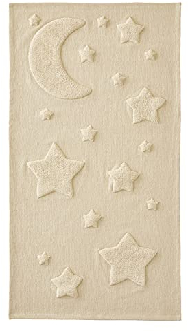 VERTBAUDET Rechteckiger Teppich, Relief, Mond und Sterne, Beige, TU