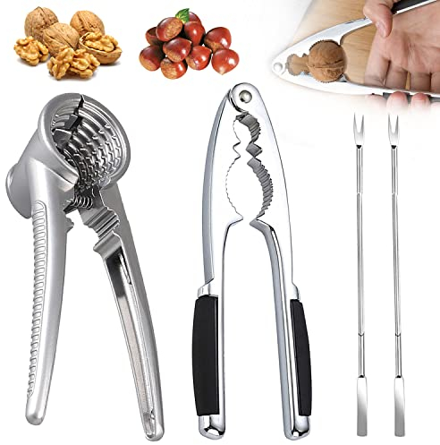 Nutcracker, 4 Pcs Nutcracker Kitchen Tool, Nut Crackers Tool, Funnel Walnut Pliers, Metal Nutcracker Multifunction, Walnut Plier Opener, Metal Nut Cracker Tool for All Sorts of Nuts (D)