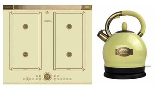 Kaiser Induktions-Kochfeld KCT 6745 ElfAD, Flex Retro Induktionskochfeld 60 cm Einbau Herd Autark Power Booster +WK 2000 ElfEm Retro Wasserkocher Kontroll LED 2 L 1800 W Rotation