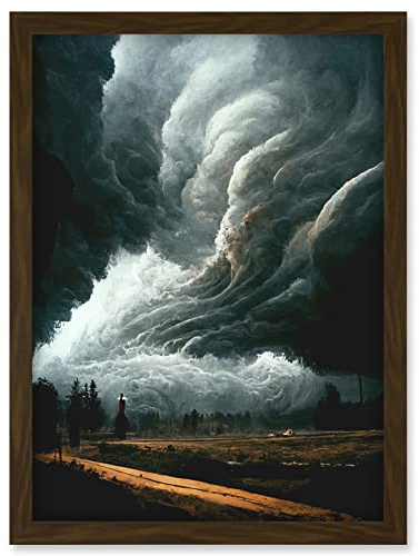 Doppelganger33 LTD The Storm Rolls In Oil Painting Clouds Countryside Artwork Framed Wall Art Print A4