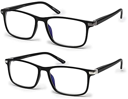 Vecien Blaulichtfilter Brille Computerbrille PC Gaming Anti UV400 Damen und Herren Ohne Stärke Entspiegelt (2-Paar Gläser,schwarz,1081/C2+C3)