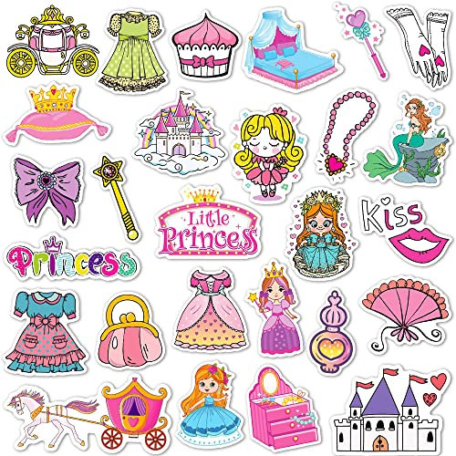 SUSIHI Princess Stickers for Girls Princess Stickers for Water Bottles Princess Stickers for Kids Cute Princess Stickers Vinyl Princess Stickers Waterproof(70 Pcs)