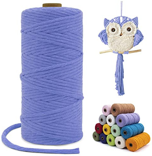 LEREATI Makramee Garn Haze Blau, Makramee Garn 3mm x 100m Einfach Gedrehte Baumwollkordel Baumwollschnur, Makrameegarn für Makramee Wandbehang, Hängepflanze, Vorhang, Hochzeitsbogen Deko
