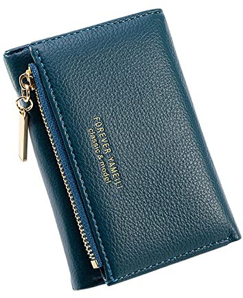 GANMFOYC Portefeuilles pour Femmes Court, Petit Porte Monnaie Femme Cuir Pliable avec Titulaire de la Carte de crédit Cash ID, Porte-Monnaie zippé Sacs d'argent (Bleu)