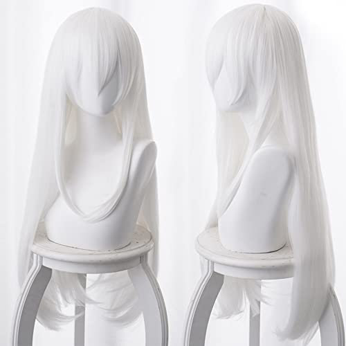 Weißes Cosplay-Perücke für langes Haar, perfekt für Halloween, Cosplay und Anime-Conventions