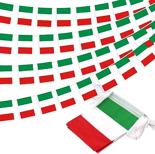 Italienische Flagge, Wimpelbanner, kleine Mini-italienische Flaggen, Wimpelkette, nationale Landdekoration für Schule, Party, Sportveranstaltungen, patriotisches Festival, 90 cm, 30 Flaggen