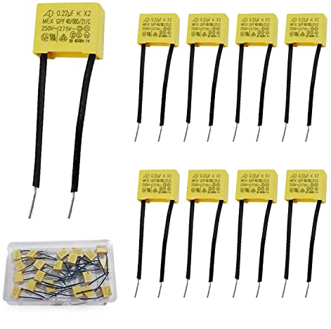 OMIGA 20 Stück Entstörkondensator 0.22uF 275V X2 Entstörkondensator Led Phasenkoppler High Density Leiterplattenbauteile für Blinker Blinkende und Nicht Emittierende LED-Lampen
