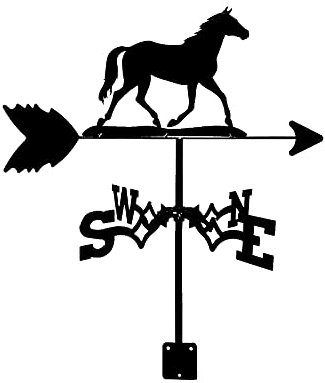 JESSAH Wetterfahne Pferd Form Wetterfahne Messwerkzeug Edelstahl Wetterhahn Windrichtungsanzeige mit Halterung für Outdoor Tier Halterung Dekor Handwerk