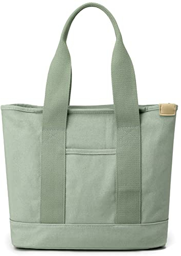 zhongningyifeng Lässige Damen-Einkaufstasche aus Segeltuch mit Tragegriff oben, große Kapazität, Einkaufstasche für Arbeit, Reisen (Green, M)