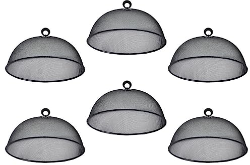 6Stücke Eisen Fliegenhaube Lebensmittel Abdeckhaube Metall Speiseschirm Kuchenhaube Mesh Kuchen Abdeckung Fliegenschirm Obstfliegen Haube Fruchtfliegen Küche Fliegenschutz