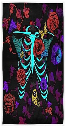 Vektor-Illustration Knochen Brust umgeben bedeckte Handtücher Weiche Leichte Baumwolle Gesichtstuch Badezimmer Strand Hotel Spa Küche Geschirr Gästetuch 76,2 x 38,1 cm