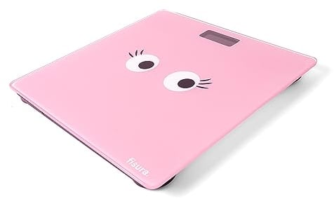 Fisura - Digitale Personenwaage rosa Augen. Glas-Badewaage. Elektronische Personenwaage bis zu 180 kg und 50 g Genauigkeit, Step-On Technologie. 30 x 30 cm