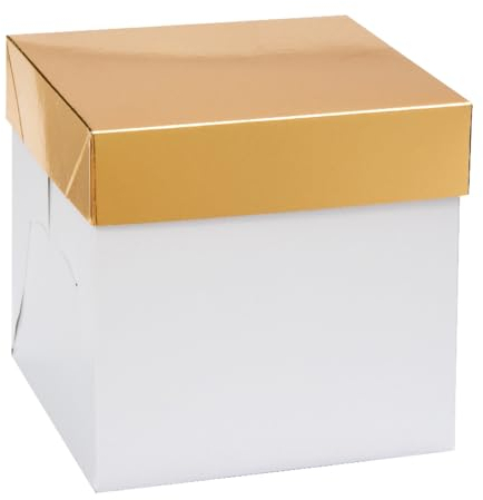 Decora, 0339445 Panettone-Box mit automatischem Boden, 20 x 20 x 20 cm, mit goldfarbenem Deckel, perfekt zum Verpacken von hohen oder niedrigen Panettons bis 1 kg, einzeln verpackt
