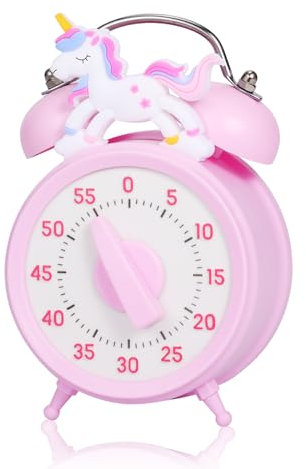 Vspek Minuteur de 55 Minutes, Visuel pour Classe et Cuisine, Mécanique Sans Piles - Forme d'Horloge (Licorne-2)