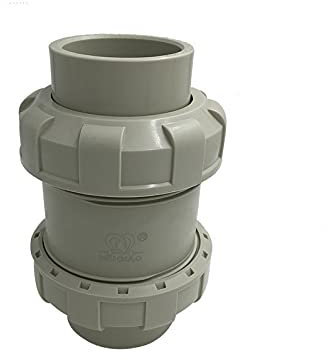 (50mm) One-Way PPH Non-Return Valve, Solvent Weld, Perfect for Chemical Use and Water Treatment, Grey, Double Live Connection
