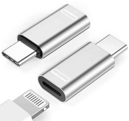 [Certificado Apple MFi] Adaptador Lightning a USB C, paquete de 2 conectores Lightning hembra a USB C macho para iPhone 15/15 Plus/15 Pro/15 Pro Max/iPad Pro/Air/Mini, compatible con carga rápida y