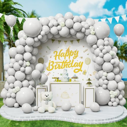 Roxistar Luftballons Grau, 143 Stück 5 10 12 18 Zoll Grau Helium Latex Luftballon Ballonbogen Girlande Kit für Mädchen Jungen Geburtstag Silvester Brautdusche Karneval Schmuck Fotografie Abschluss