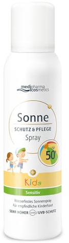 Sonne Schutz&Pflege Kids Aerosol-Spray LSF 50+ - Sehr hoher Sonnenschutz - ultraleichter Sprühnebel - für empfindliche Kinderhaut - für Gesicht & Körper - von medipharma cosmetics - 150 ml