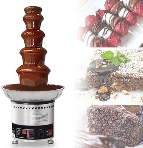 TAHALI Macchina per Fontana di Cioccolato di Grande capacità con Controllo della Temperatura - Cascata per fonduta Commerciale Ideale per Attrezzature per Buffet di Feste,5Tier