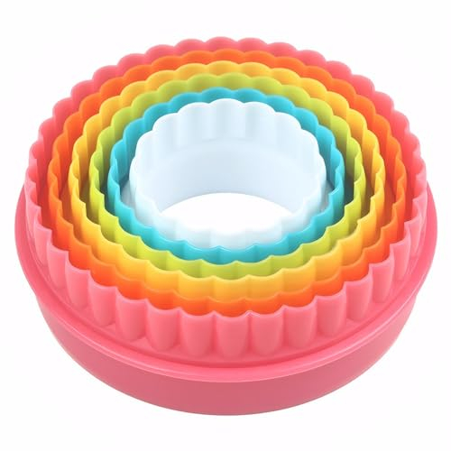 Dinghaole Rund Keksausstecher Set，6 Stück runde Keksausstecher-Formen für Kuchen， Früchte，Kekse，Toast，Kekse-Küchenzubehör