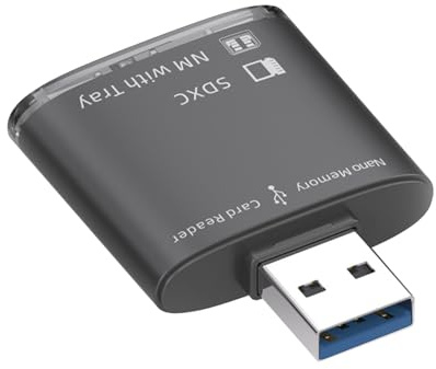 Kompakter USB2.0/USB 3.0 auf NM-Kartenleser, unterstützt verschiedene Speicherkarten, schneller Dateizugriff, unterstützt bis zu 2 TB Speicherkarten, Kartenleser aus Aluminiumlegierung