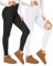 CAMPSNAIL Thermo Leggings Damen Gefütterte im Winter, High Waist Thermohose Dicke Warm Blickdicht für Sport (Schwarz/Weiß,L/XL)