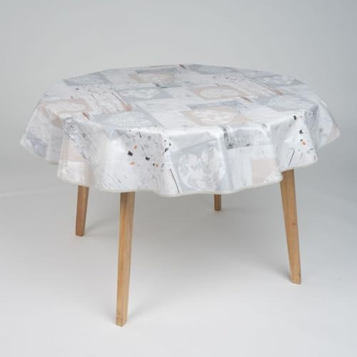 laro runde 140 cm wachstuchtischdecke wachstischdecke abwashbar PVC tischdecke Wachstuch wasserabweisend Garten tischdecke, Muster:Naturherzen Beige