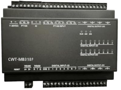 AMEHRU 4PT+4AI+4AO+8DI+6DO RS485 RS232 Ethernet Modbus Rtu TCP Io-Erfassungsmodul(MB318F(II)-S)