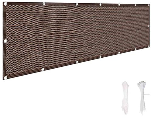 Brise-vue pour balcon et terrasse - Tissu d'ombrage rectangulaire imperméable (170 g/㎡) - Protection contre le vent avec corde et œillets en aluminium - 6 x 15 m