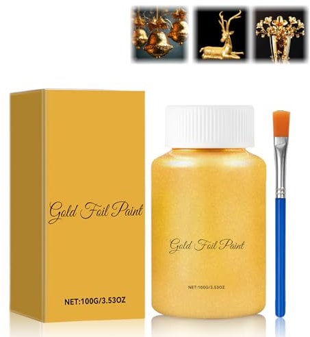 Allony Acrylic Metallic Gold Paint, 100g for Metal, Leather, Furniture, Fabric, Leaf - Any Furniture, Bowls, DIY Art